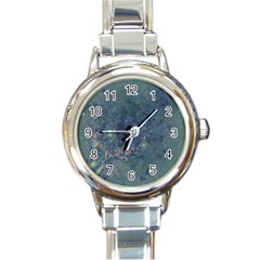 Vintage Floral In Blue Colors Round Italian Charm Watches