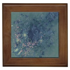 Vintage Floral In Blue Colors Framed Tiles