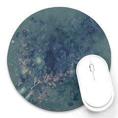 Vintage Floral In Blue Colors Round Mousepads