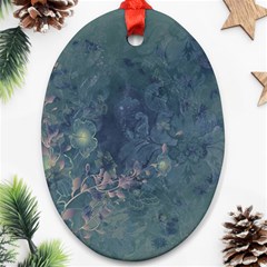 Vintage Floral In Blue Colors Ornament (oval) 