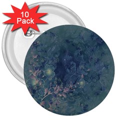 Vintage Floral In Blue Colors 3  Buttons (10 Pack) 