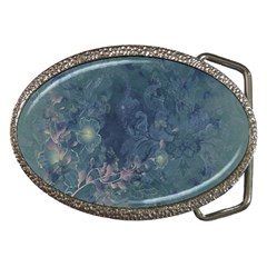 Vintage Floral In Blue Colors Belt Buckles