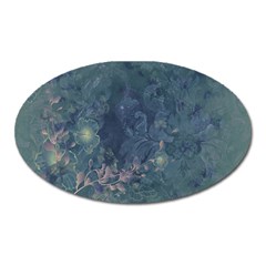 Vintage Floral In Blue Colors Oval Magnet