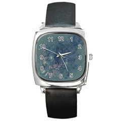 Vintage Floral In Blue Colors Square Metal Watches