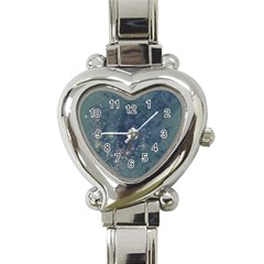 Vintage Floral In Blue Colors Heart Italian Charm Watch