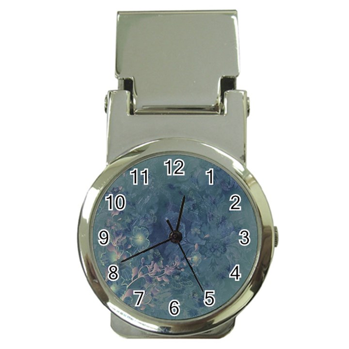 Vintage Floral In Blue Colors Money Clip Watches