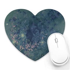 Vintage Floral In Blue Colors Heart Mousepads