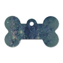 Vintage Floral In Blue Colors Dog Tag Bone (two Sides)