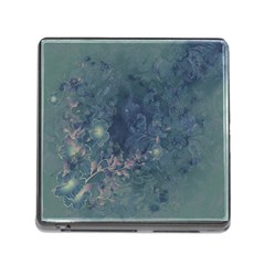 Vintage Floral In Blue Colors Memory Card Reader (square)