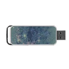 Vintage Floral In Blue Colors Portable Usb Flash (two Sides)