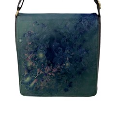 Vintage Floral In Blue Colors Flap Messenger Bag (l) 