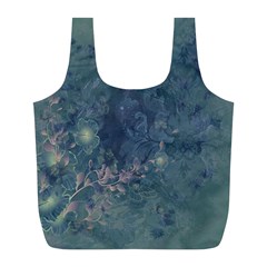 Vintage Floral In Blue Colors Full Print Recycle Bags (l) 