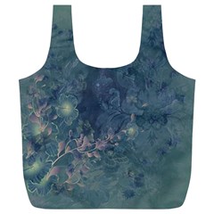 Vintage Floral In Blue Colors Full Print Recycle Bags (l) 