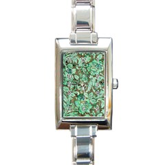 Beautiful Floral Pattern In Green Rectangle Italian Charm Watches