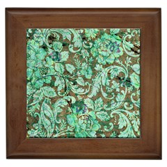 Beautiful Floral Pattern In Green Framed Tiles by FantasyWorld7