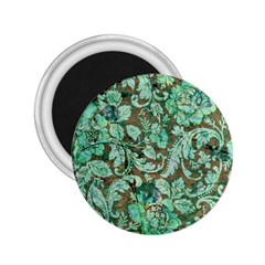 Beautiful Floral Pattern In Green 2 25  Magnets