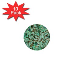 Beautiful Floral Pattern In Green 1  Mini Buttons (10 Pack) 