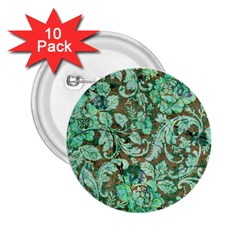 Beautiful Floral Pattern In Green 2 25  Buttons (10 Pack) 