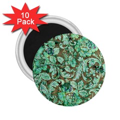 Beautiful Floral Pattern In Green 2 25  Magnets (10 Pack) 