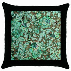 Beautiful Floral Pattern In Green Throw Pillow Cases (black)