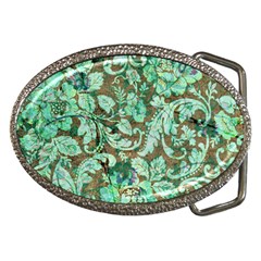 Beautiful Floral Pattern In Green Belt Buckles