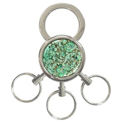 Beautiful Floral Pattern In Green 3-ring Key Chains