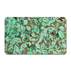 Beautiful Floral Pattern In Green Magnet (rectangular)