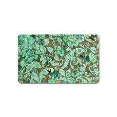 Beautiful Floral Pattern In Green Magnet (name Card)