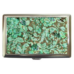 Beautiful Floral Pattern In Green Cigarette Money Cases