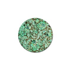 Beautiful Floral Pattern In Green Golf Ball Marker