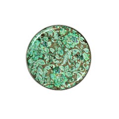 Beautiful Floral Pattern In Green Hat Clip Ball Marker