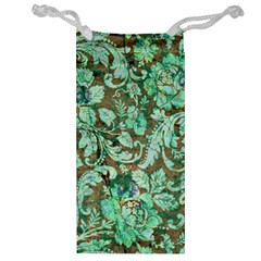 Beautiful Floral Pattern In Green Jewelry Bags