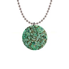 Beautiful Floral Pattern In Green Button Necklaces