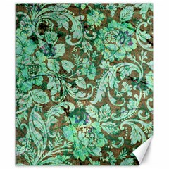 Beautiful Floral Pattern In Green Canvas 8  X 10 