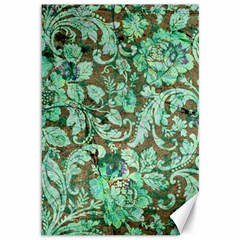 Beautiful Floral Pattern In Green Canvas 12  X 18  