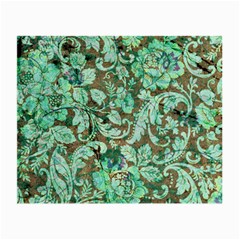 Beautiful Floral Pattern In Green Small Glasses Cloth (2-side)