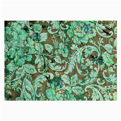 Beautiful Floral Pattern In Green Large Glasses Cloth (2-side)