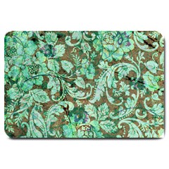 Beautiful Floral Pattern In Green Large Doormat 