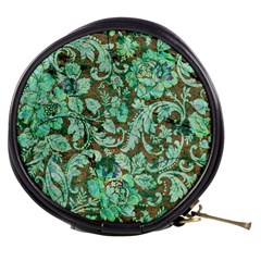 Beautiful Floral Pattern In Green Mini Makeup Bags