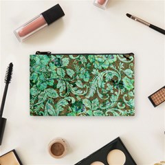 Beautiful Floral Pattern In Green Cosmetic Bag (small) 