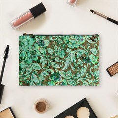 Beautiful Floral Pattern In Green Cosmetic Bag (medium)  by FantasyWorld7