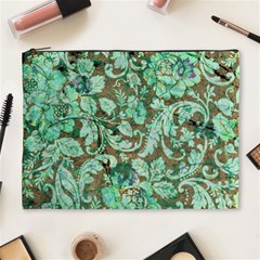 Beautiful Floral Pattern In Green Cosmetic Bag (xl)