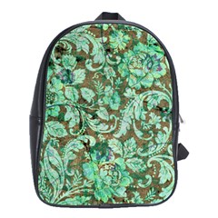 Beautiful Floral Pattern In Green School Bags(large) 