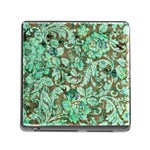 Beautiful Floral Pattern In Green Memory Card Reader (Square) Front