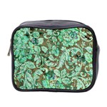 Beautiful Floral Pattern In Green Mini Toiletries Bag 2-Side Front