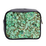 Beautiful Floral Pattern In Green Mini Toiletries Bag 2-Side Back