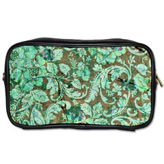 Beautiful Floral Pattern In Green Toiletries Bags 2-side