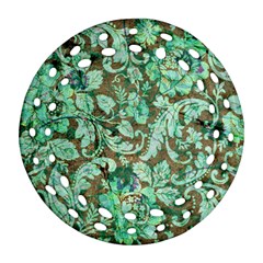 Beautiful Floral Pattern In Green Ornament (round Filigree) 