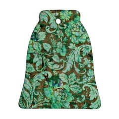 Beautiful Floral Pattern In Green Bell Ornament (2 Sides)