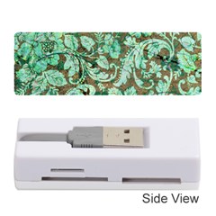 Beautiful Floral Pattern In Green Memory Card Reader (stick) 